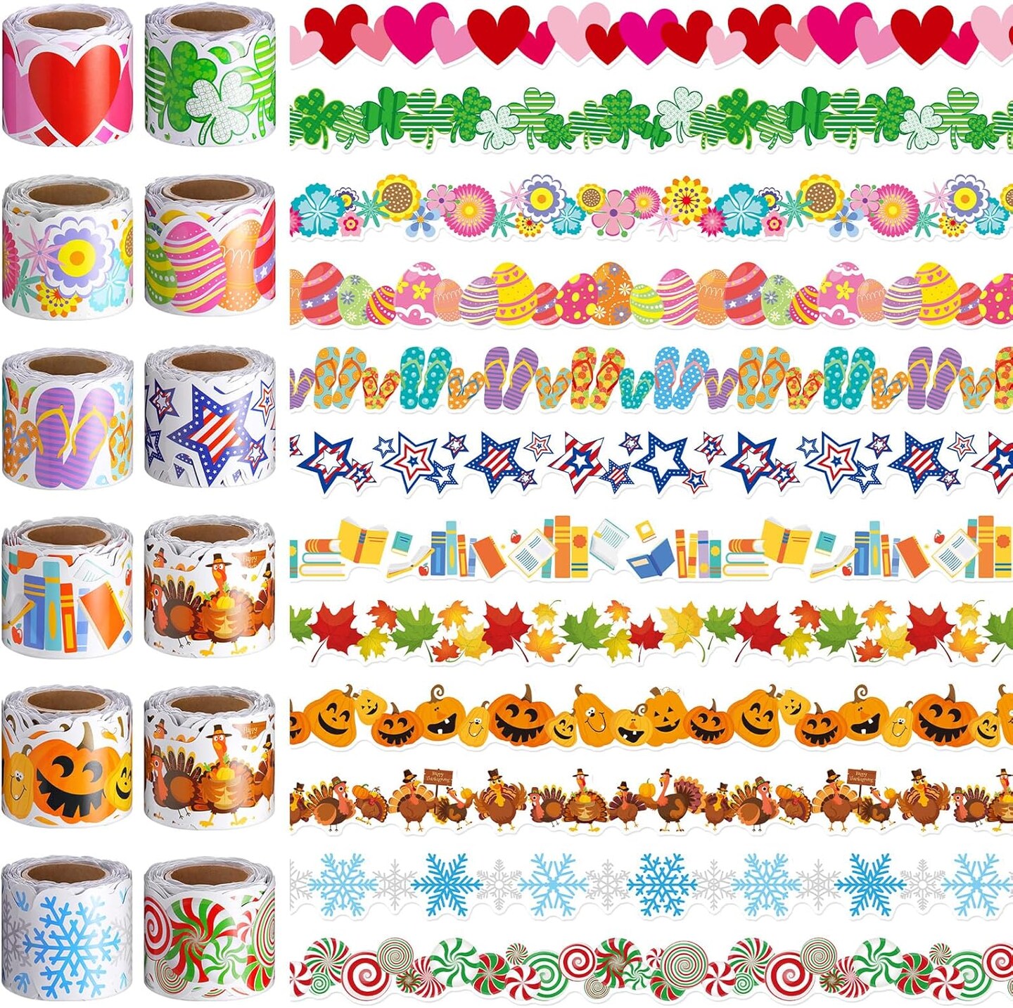 12 Rolls 394 ft Holiday Bulletin Board Borders Seasonal Bulletin Board