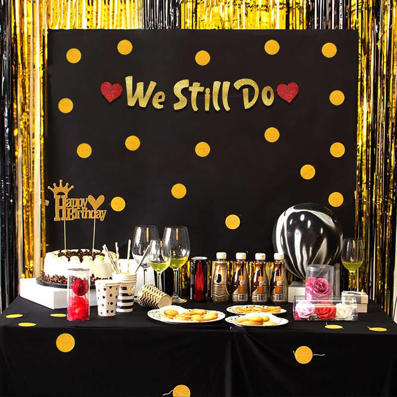We Still Do - Happy Anniversary Gold Glitter Banner &#x2013; 5th-50th