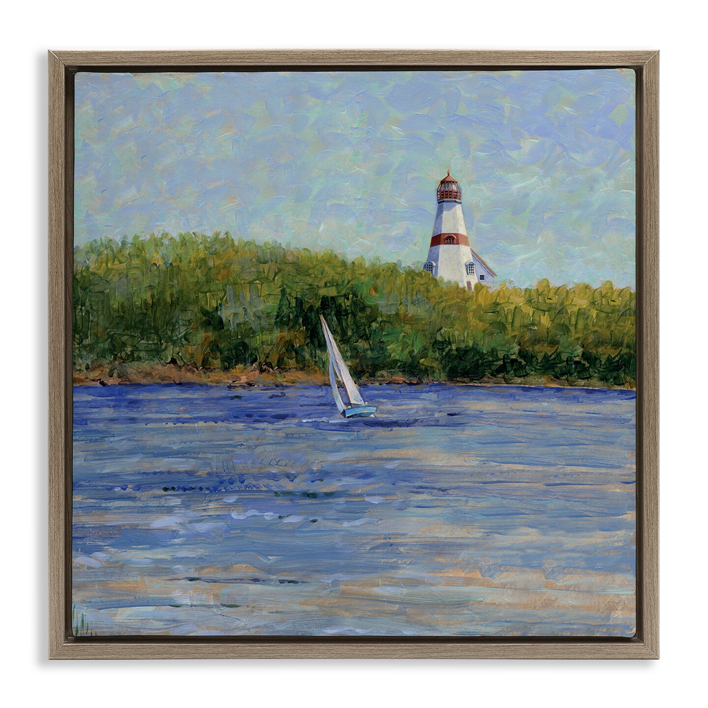Stupell Industries Single Sailboat & Lighthouse Floating Frame By Tim ...