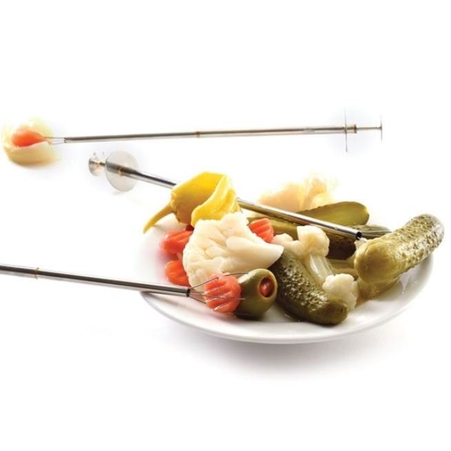 Norpro 8.75&#x22; Stainless Steel Pickle Picker Pincher Fork - Olive Pepper Grabber