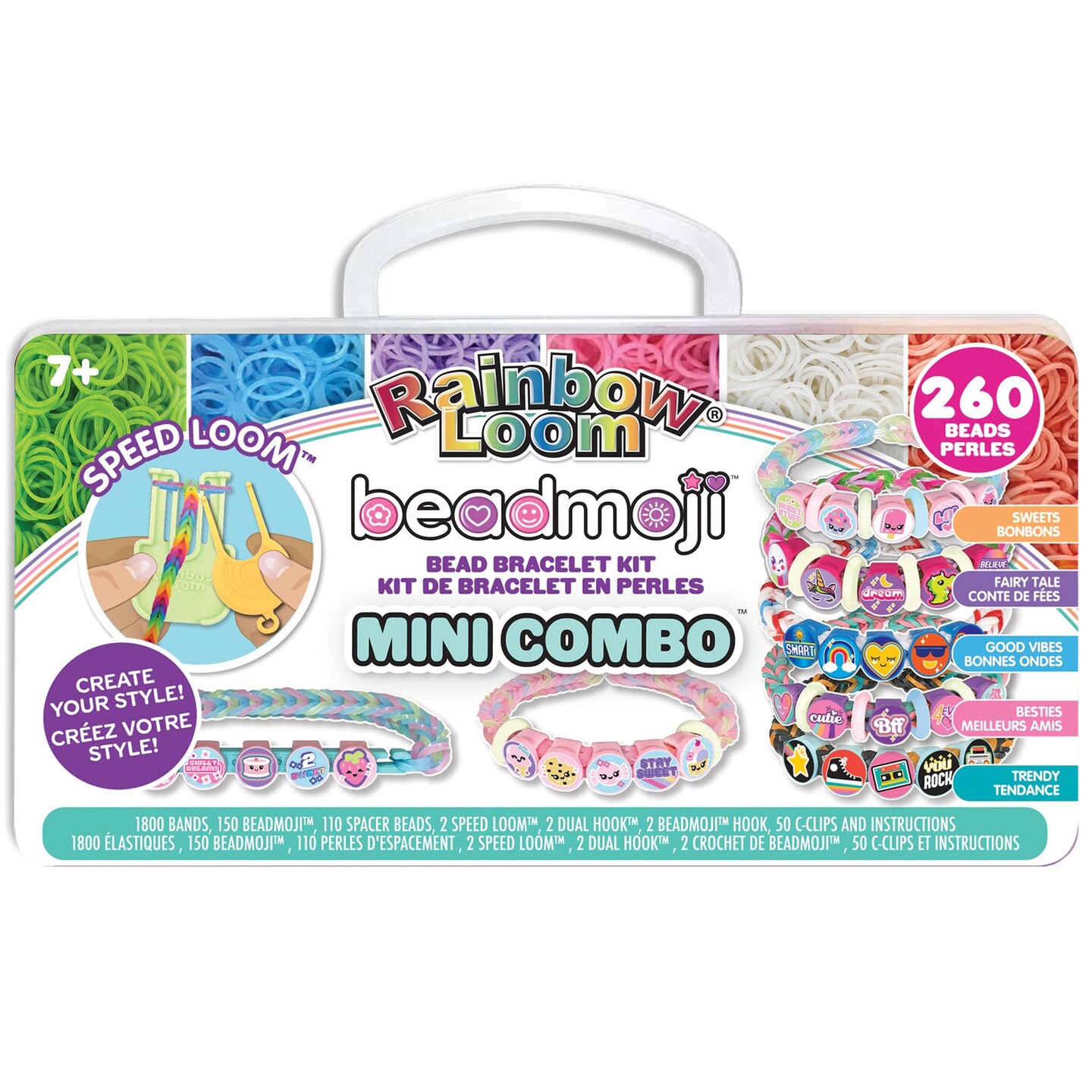 Rainbow Loom: Beadmoji Mini Combo - DIY Rubber Band &#x26; Bead Bracelet Kit - Includes 1800 Bands &#x26; 260 Beads, Design &#x26; Create, Ages 7+