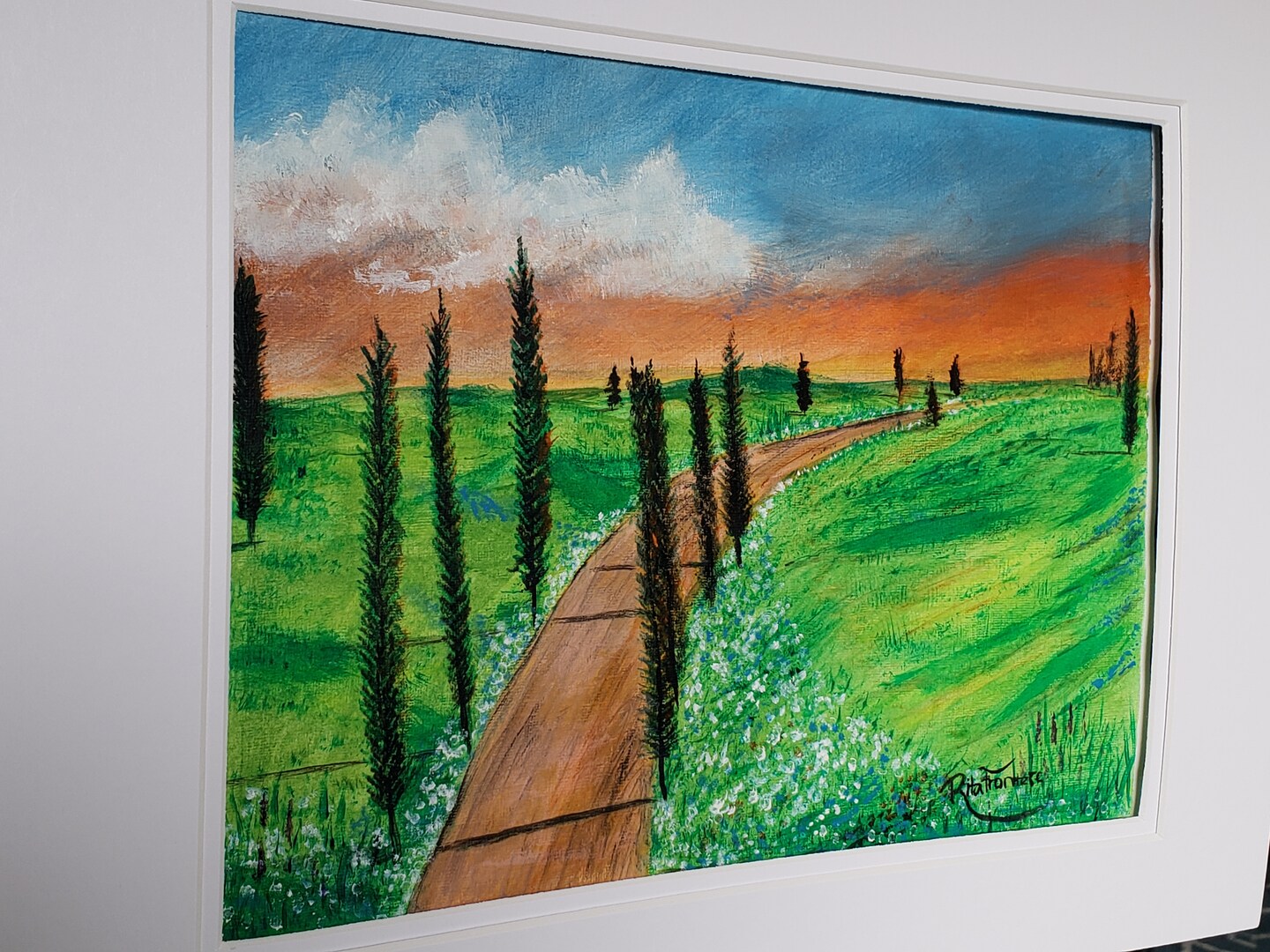 Original acrylic landscape painting 9x12 inches on paper surface