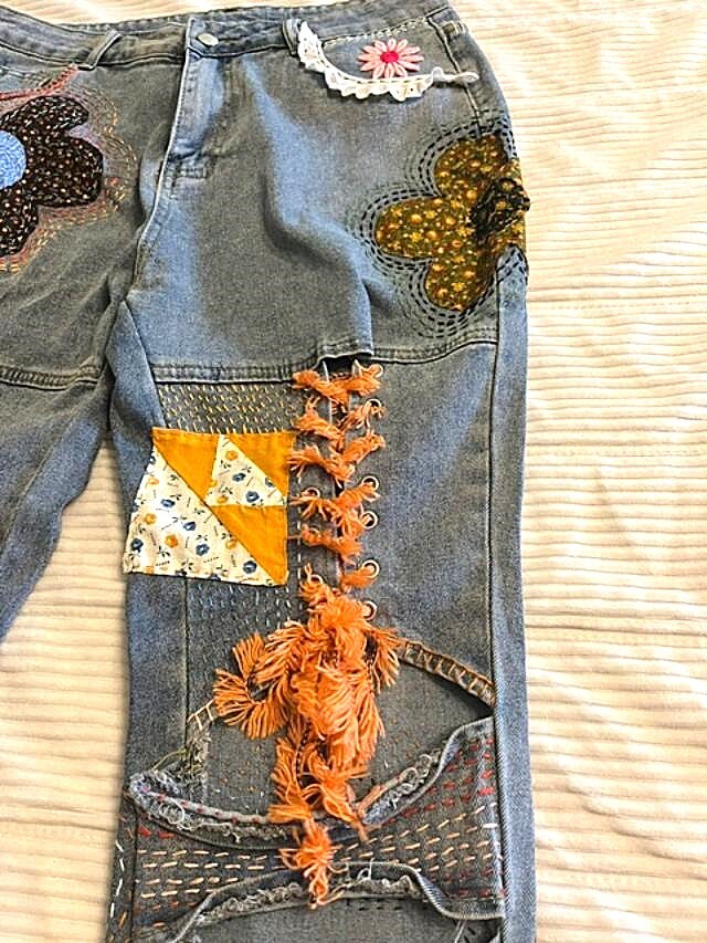 Shops Custom patchwork mom jeans