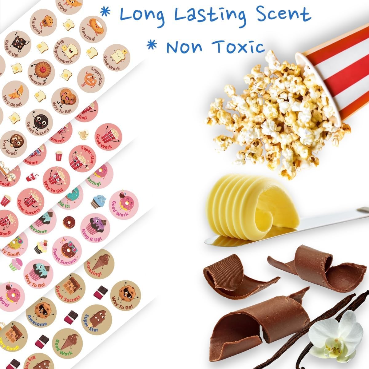 Smelly Stickers Scratch and Sniff, 24 Sheets, 12 Different scents