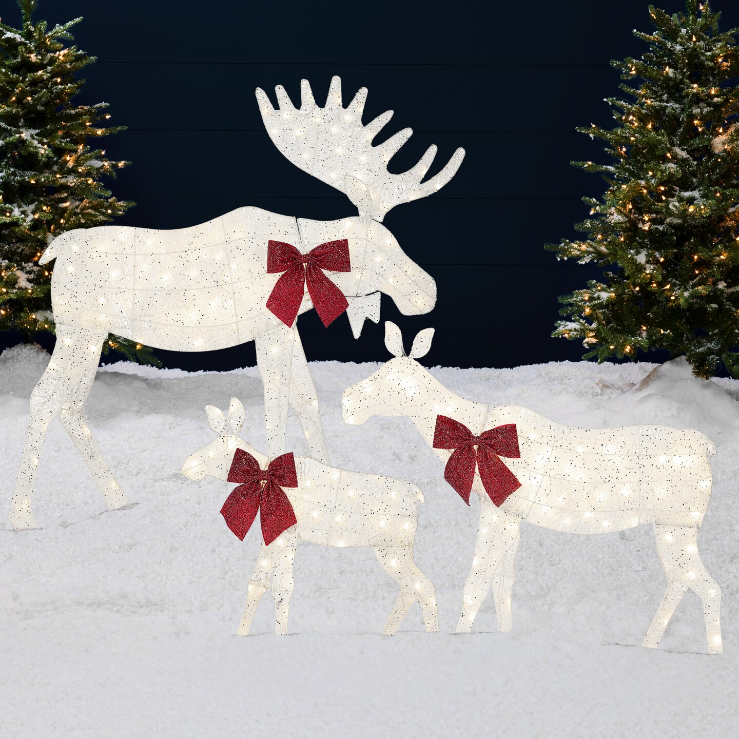 Best Choice Products 4ft 3-Piece Lighted 2D Christmas Moose Set Outdoor Décor w/ 195 LED Lights, Stakes