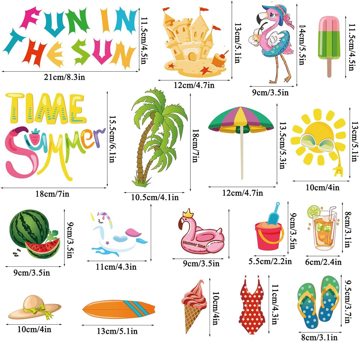 Summer Window Clings 8 Sheets (Multicolor)