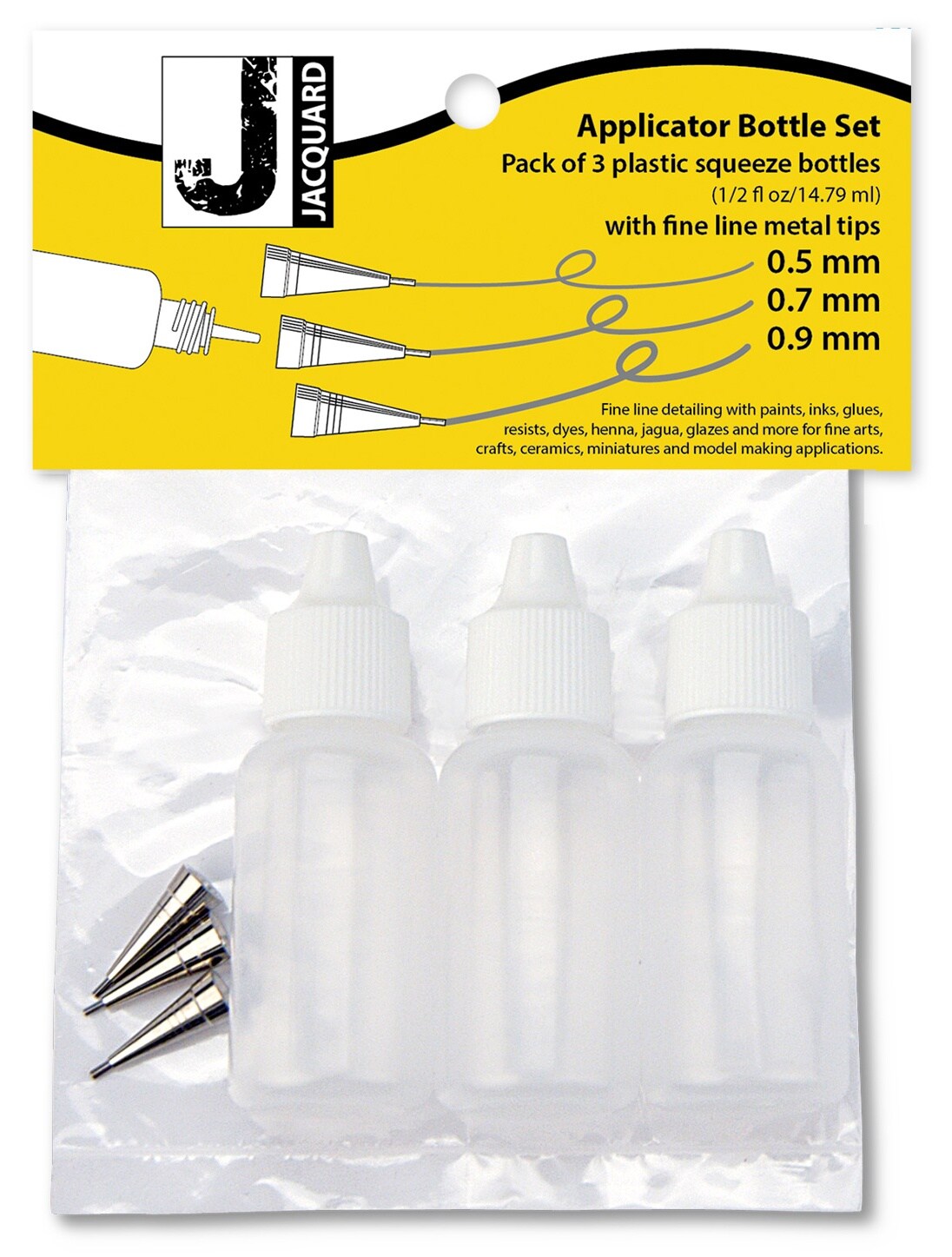 Jacquard Set Of 3 Squeeze Bottles W/Tips-.5oz W/3 Tips - 5, 7 & 9 Clear