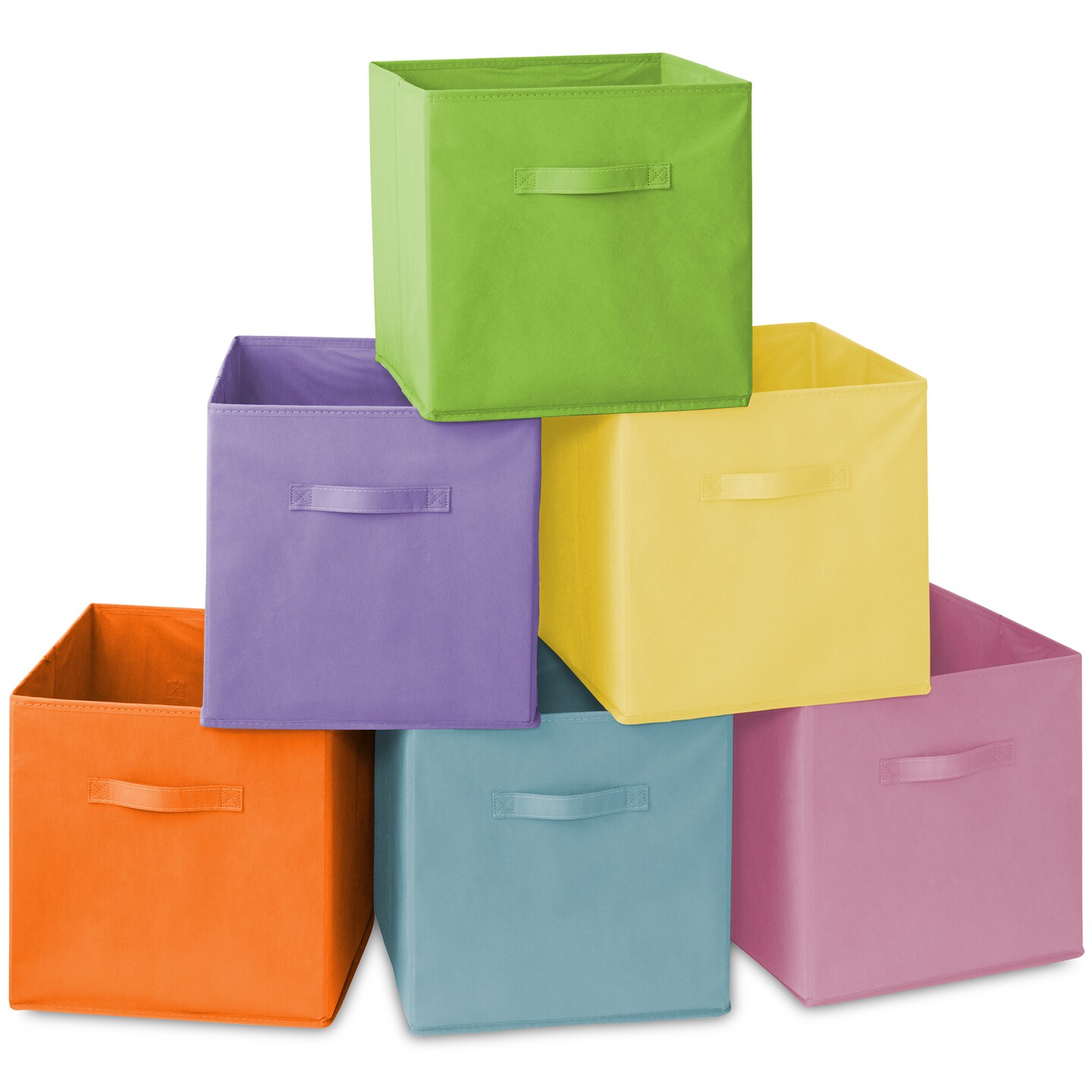 Casafield Set of 6 Collapsible Fabric Cube Storage Bins, Multicolor - 13" Foldable Cloth Baskets for Shelves, Cubby Organizers & More