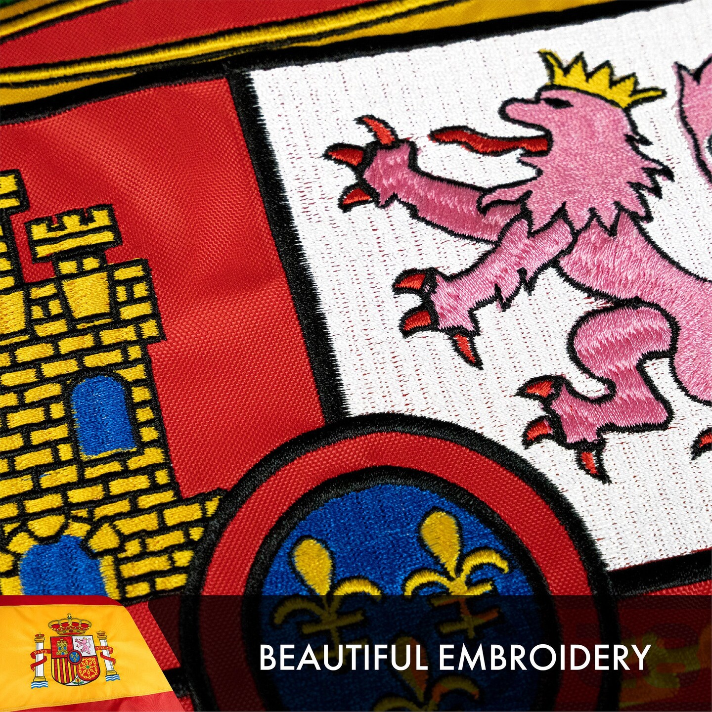 Spain Spanish Flag 3x5 Ft 2-Pack Double-sided Embroidered Polyester By G128