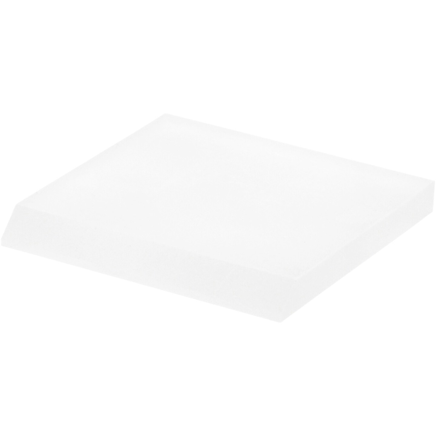 Plymor Frosted Acrylic Square Display Base (Angled-Front for Label), 3&#x22; W x 3&#x22; D x 0.375&#x22; H