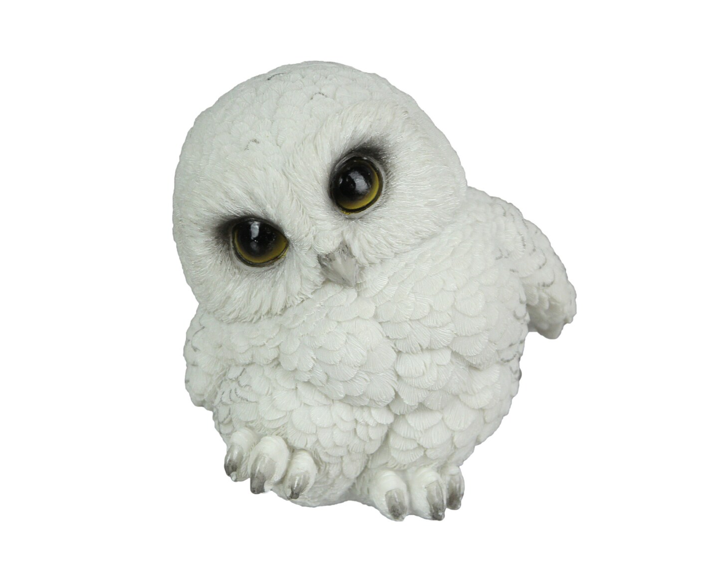 Adorable Big Eyed White Baby Snowy Owl Mini Statue 4.75 Inches High