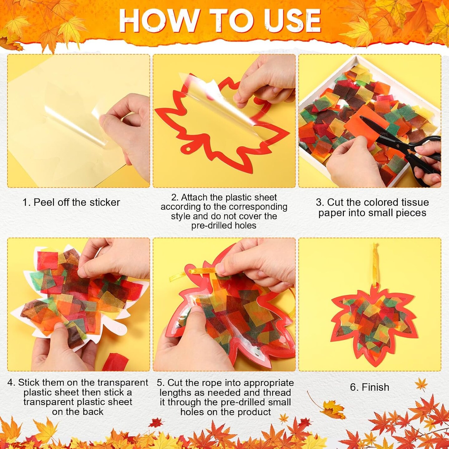24 Pcs Fall Leaf Suncatchers Craft Kit (Fall)