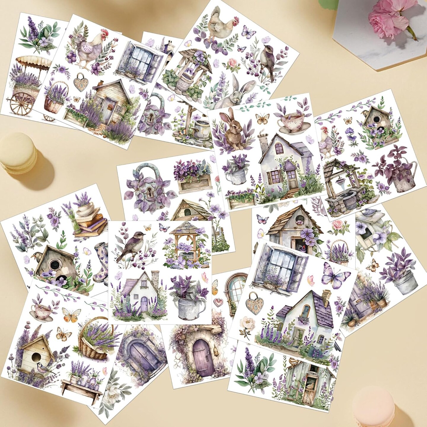 Lavender Rub on Transfers for Crafts: 16 Pcs (Lavender) 4 inches x 4 inches
