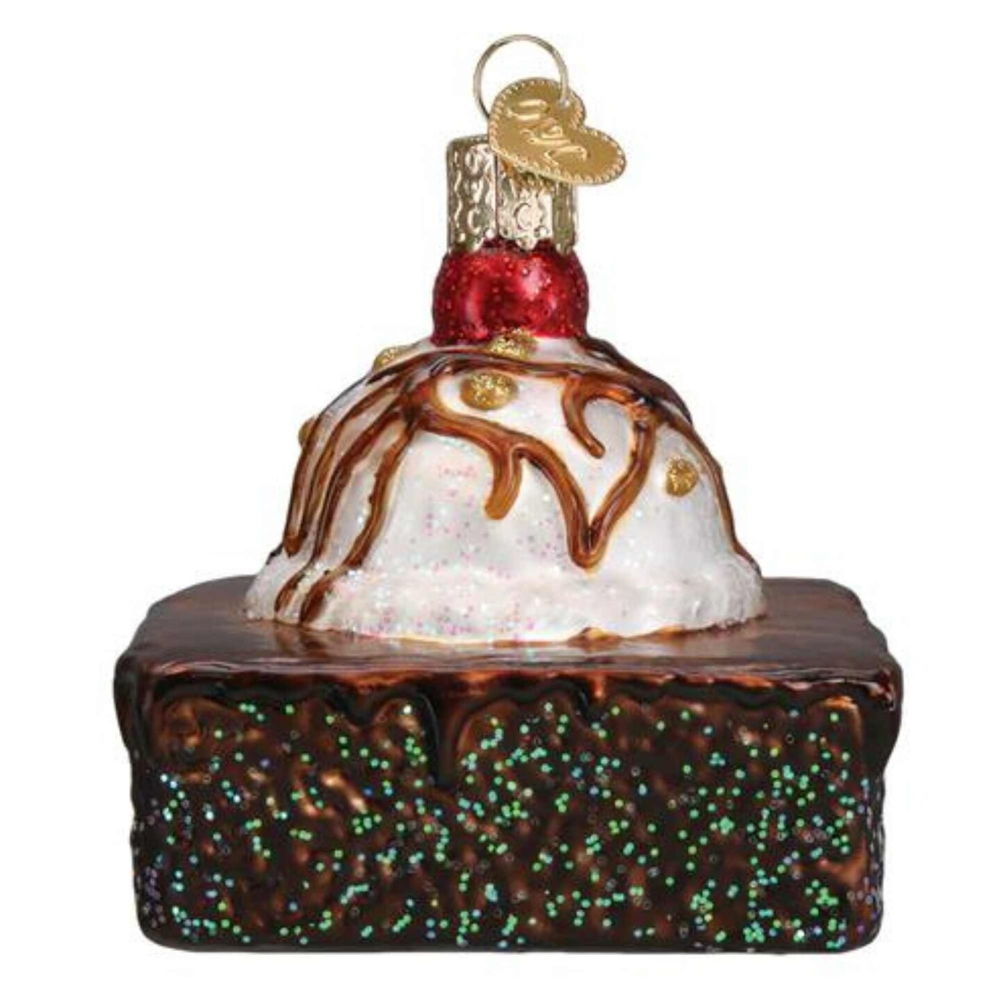 Old World Christmas 3.0 Inch Brownie A La Mode Tree Ornament , Chocolate Treat Ornament