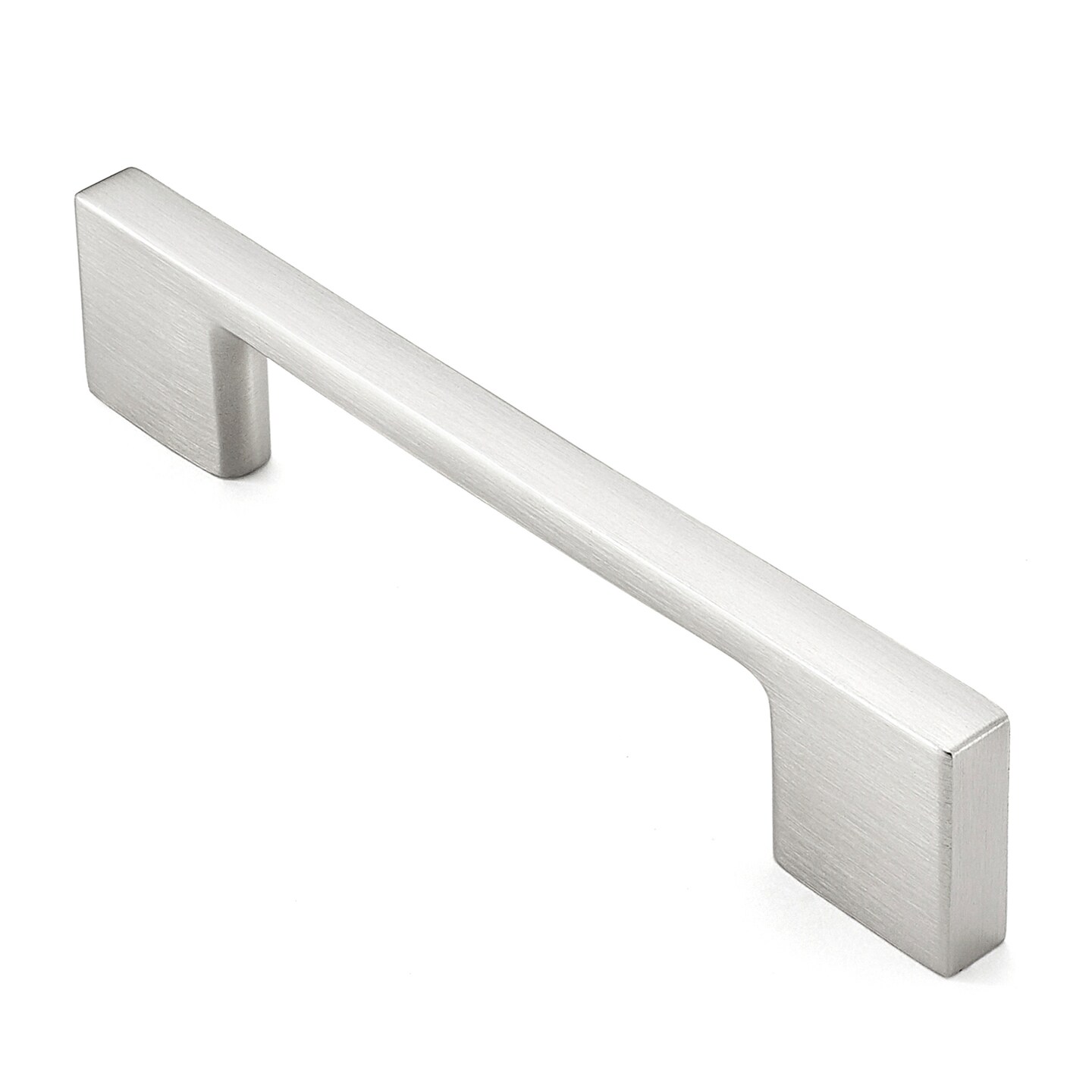 Cauldham Solid Kitchen Cabinet Pulls Handles (3-5/8" Hole Centers) - Modern Thin Profile Drawer/Door Hardware - Style M255 - Satin Nickel