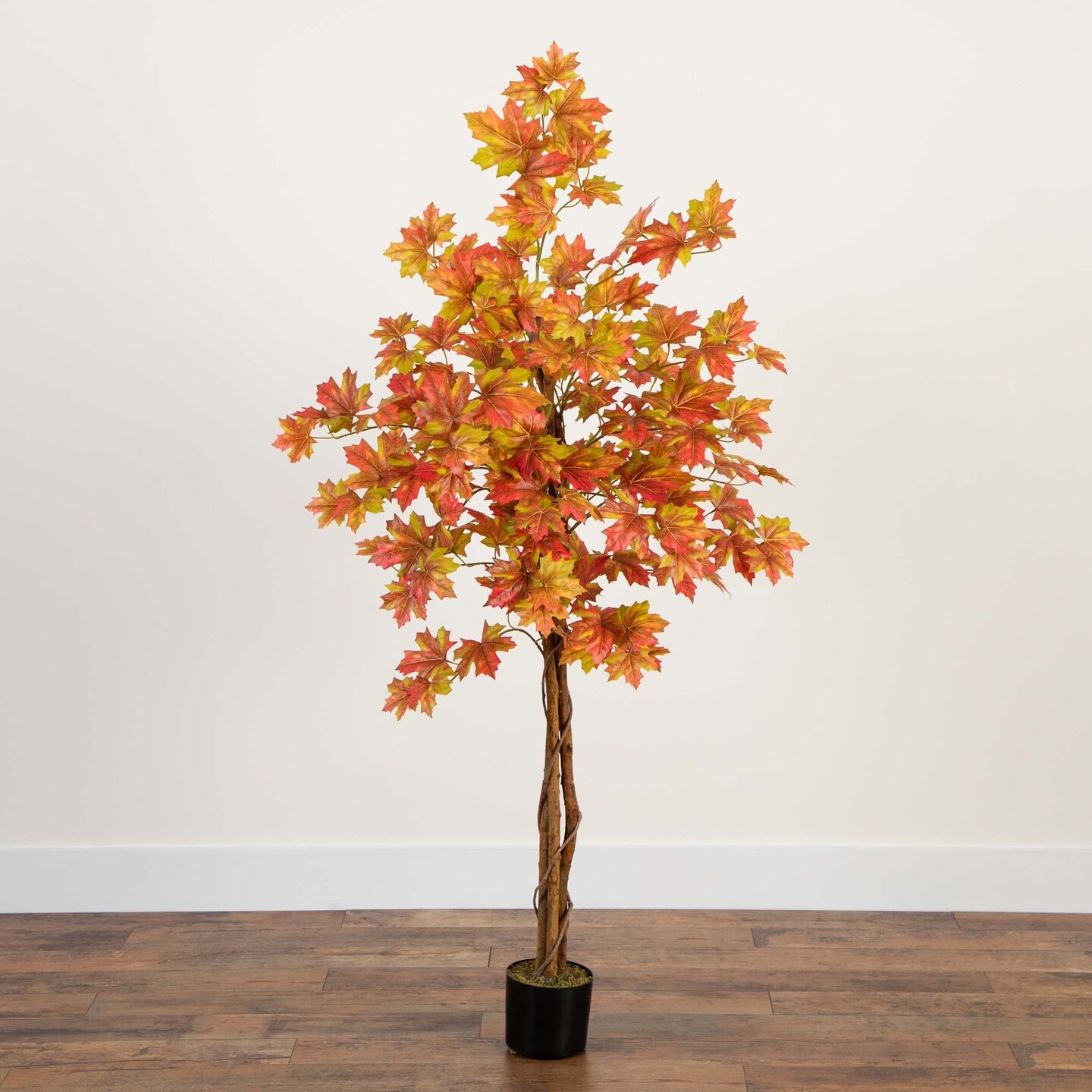 Nearly Natural Deluxe Maple Artificial Potted Tree - 5&#x27; - Orange deluxe