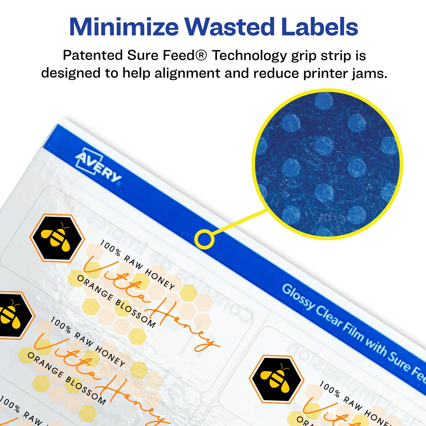 Avery Printable Address Labels with Sure Feed, 1&#x22; x 2-5/8&#x22;, Glossy Clear, 300 Blank Mailing Labels for Laser and Inkjet Printers (6521)