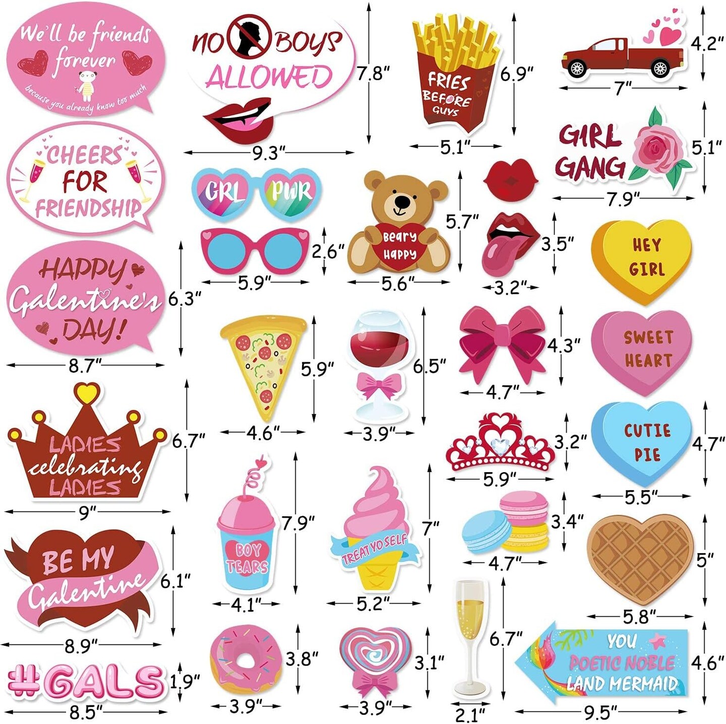 30PCS Galentine's Day Photo Booth Props 2025 Be My Galentine Valentine ...