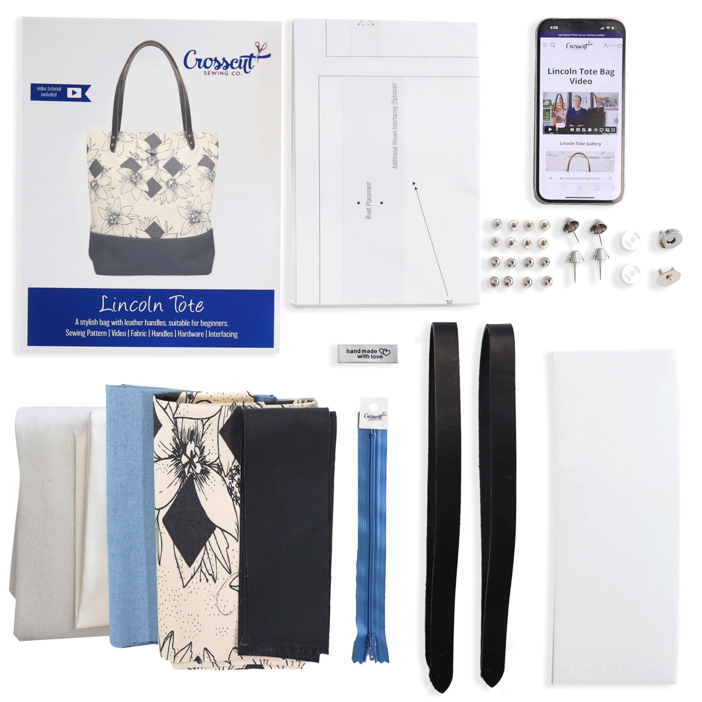 Crosscut Sewing Co.&#xAE; Lincoln Tote Sewing Kit - Beginner Sewing Project Kit