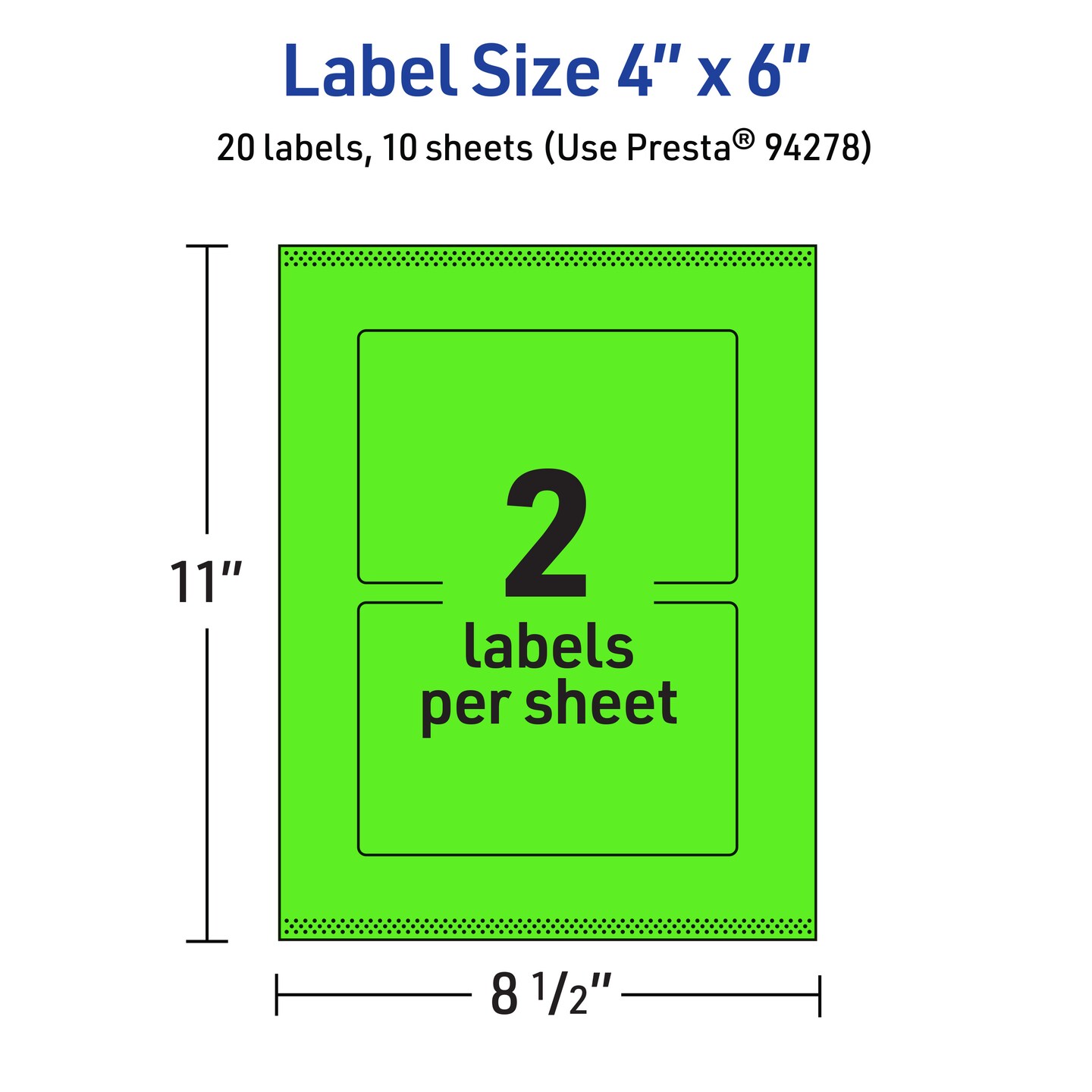 Avery Neon Green Paper Labels, 4&#x22; x 6&#x22; Rectangle
