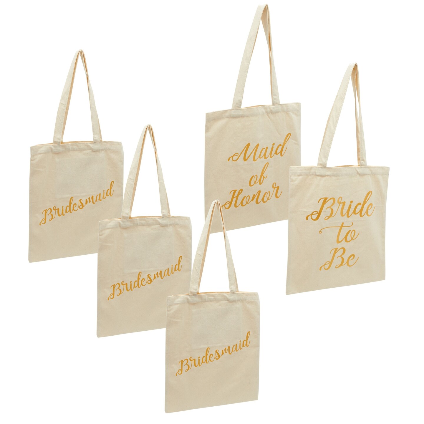 Bridal Shower Party Favor Tote Bags for Bridesmaid Proposal Gifts (5 Pack)
