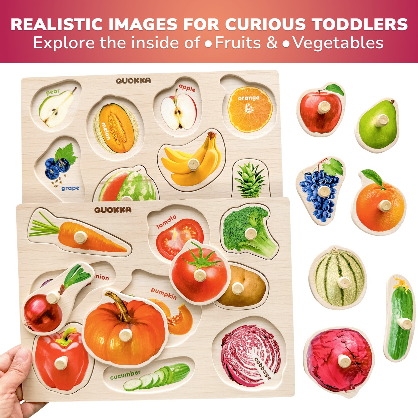 8 Pack Rack Wooden Puzzles for Toddlers| ABC, Numbers &#x26; Animals