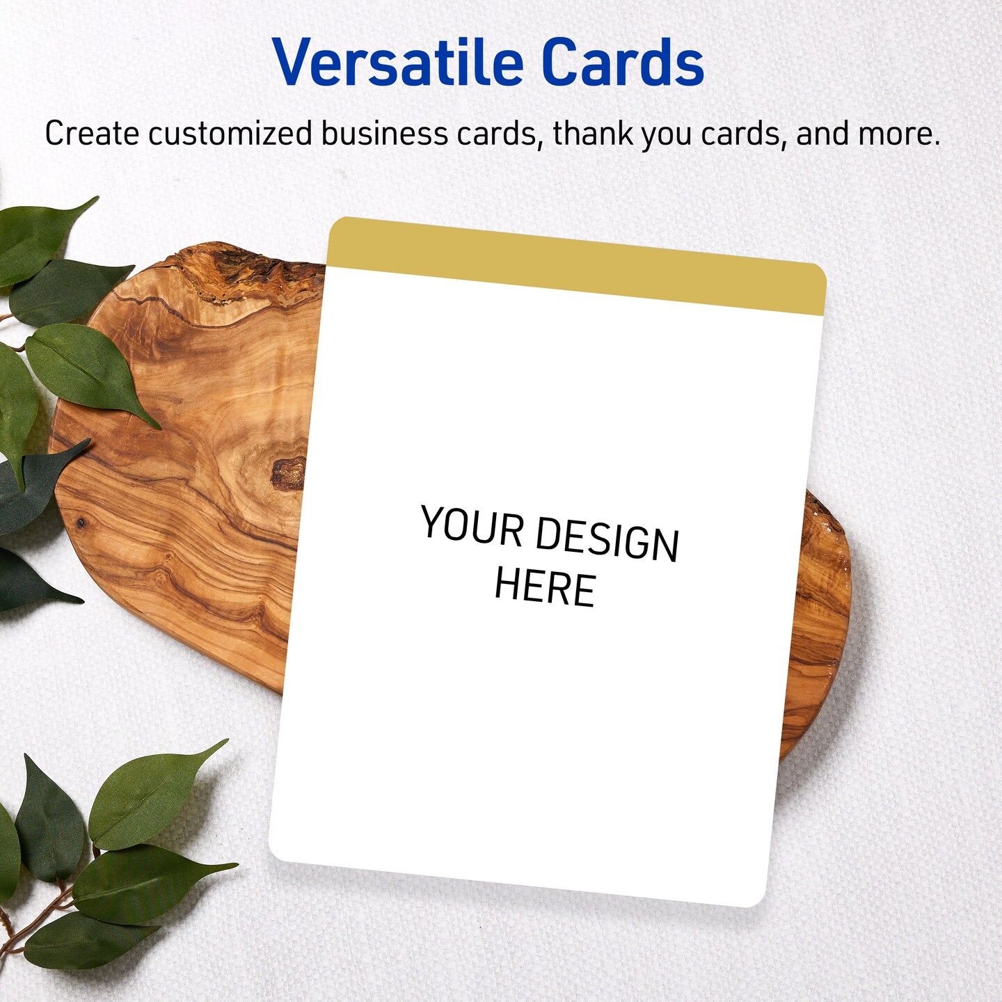 Avery Printable Rectangle Postcards with Rounded Corners, Gold-Dipped Edge, 4.25&#x22; x 5.5&#x22;, Matte White Rectangle Postcards with Rounded Corners, Laser/Inkjet, 20ct, Great for Postcards