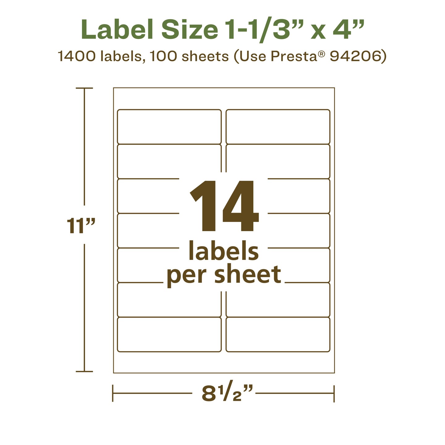 Avery Recycled Matte White Labels,  1-1/3&#x22; x 4&#x22; Rectangle