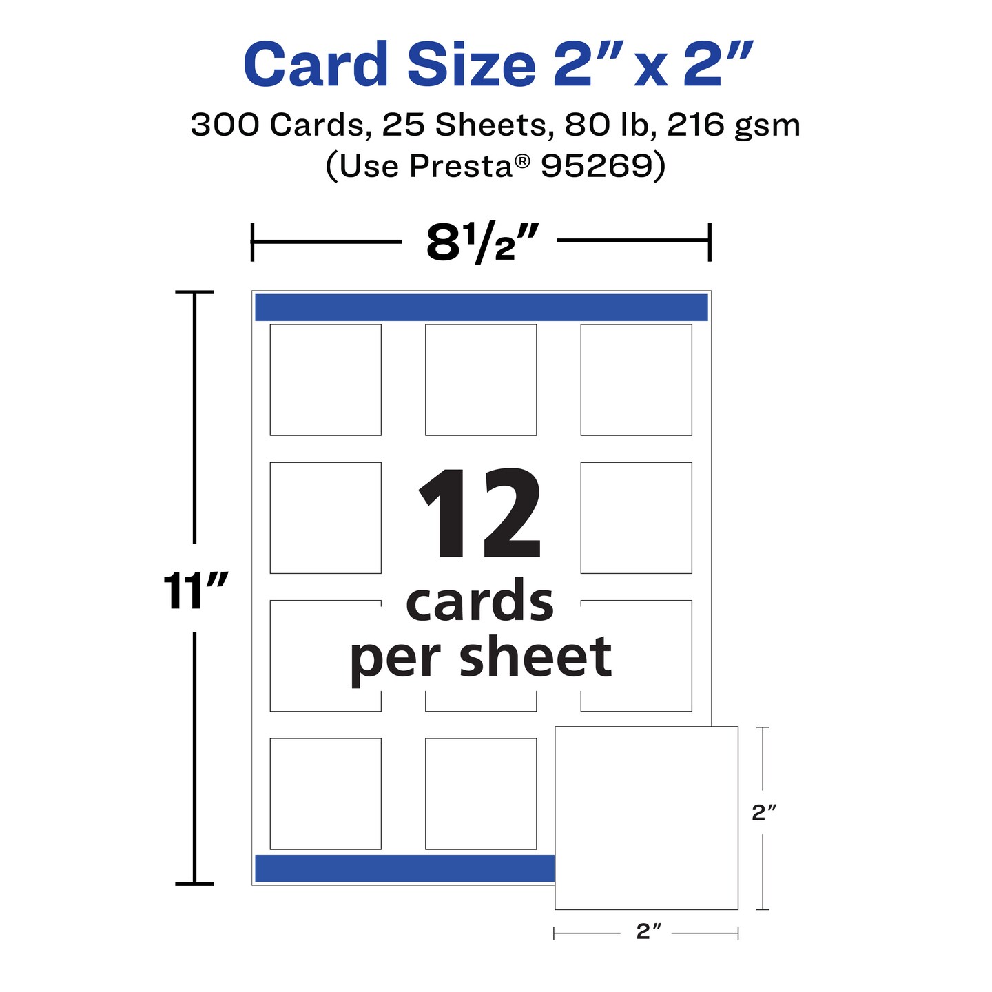 Avery Printable Matte White Cards with Sure Feed, 2&#x22; x 2&#x22; Square