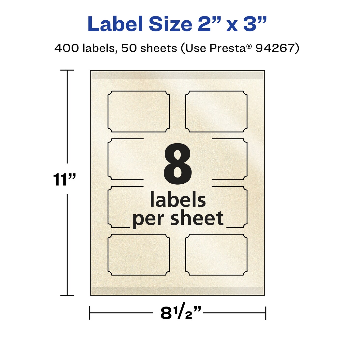 Avery Pearlized Ivory Rectangle Scalloped Labels with Sure Feed Technology, Print-to-the-Edge, 2&#x22; x 3&#x22;