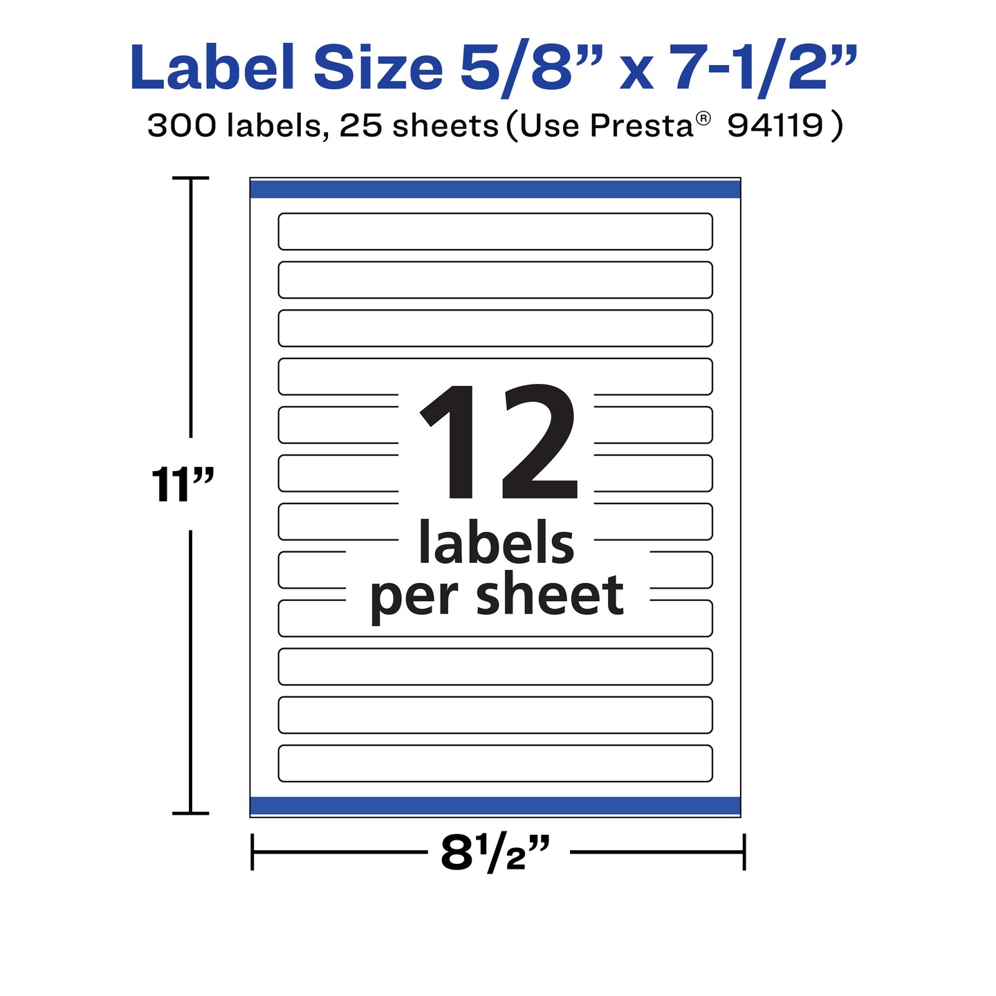 Avery Matte White Rectangle Labels with Sure Feed, 5/8&#x22; x 7-1/2&#x22;