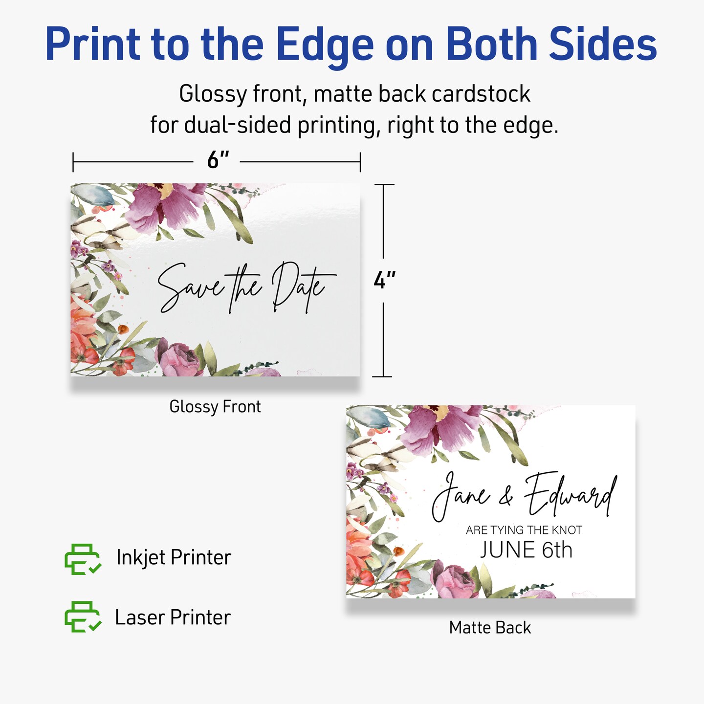 Avery Glossy White Postcards, 4&#x22; x 6&#x22; Rectangle