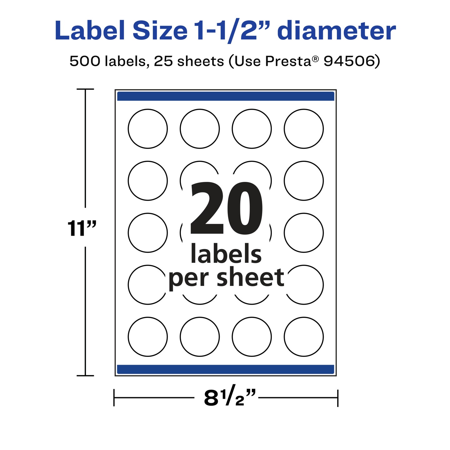 Avery Matte Clear Labels,  1-1/2&#x22; diameter Round