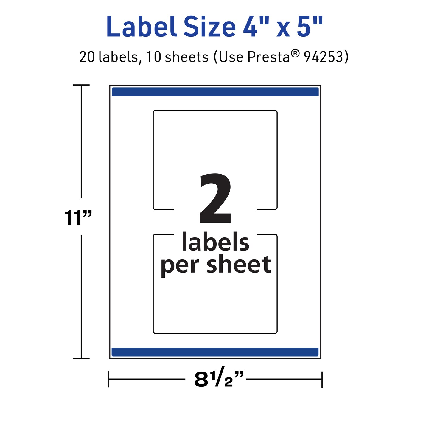 Avery TrueBlock Matte White Paper Labels,  4&#x22; x 5&#x22; Rectangle