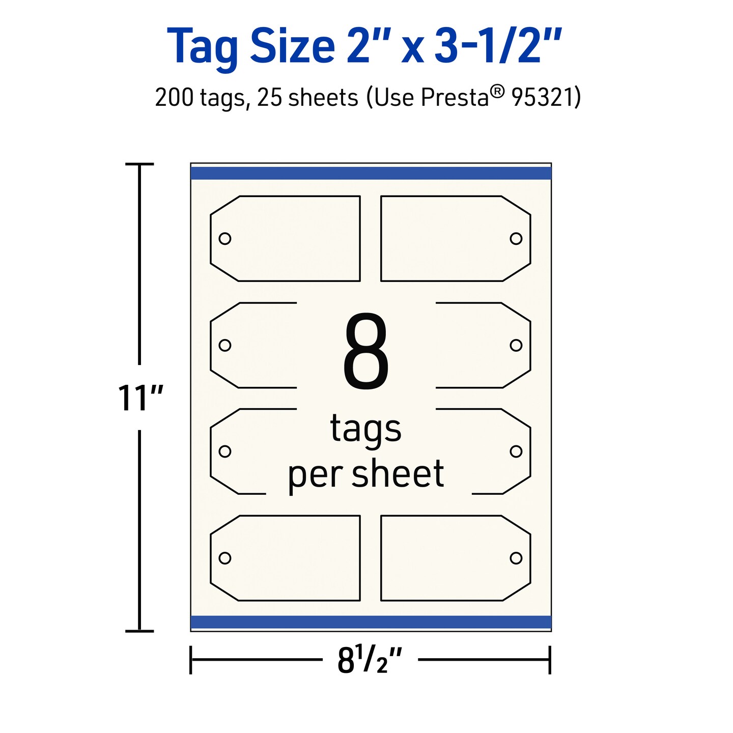 2&#x22; x 3-1/2&#x22; Rectangular Banner, Matte Ivory Printable Tags