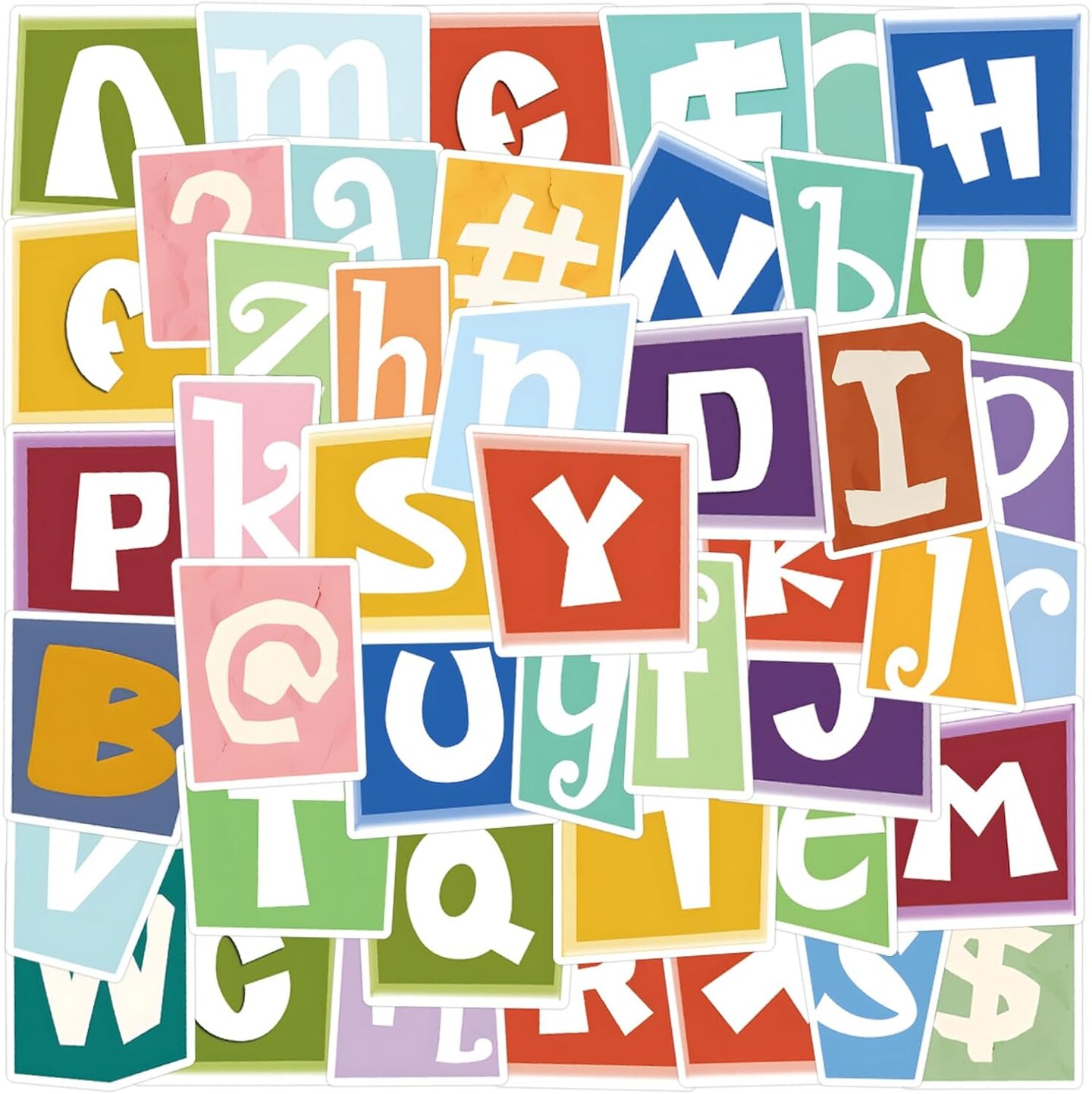 100Pcs Alphabet Stickers Pack, Graffiti Letter Decals 1.5-2inch (Multi Color)