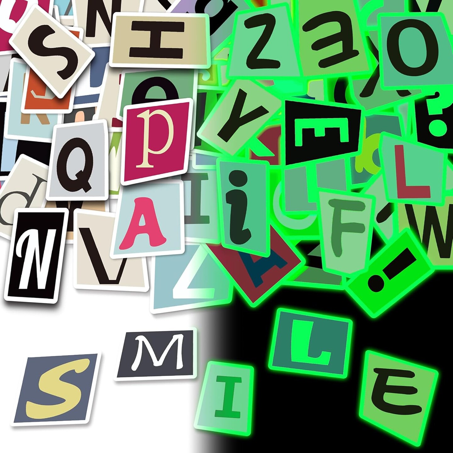 108 Pcs Alphabet Stickers Glow in The Dark, Vinyl Letters A-Z