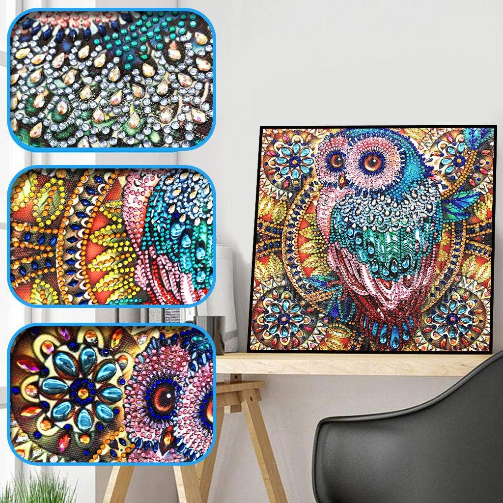 Owl Diamond Art Painting Kits for Adults (golden) 12 x 12 x 0.1 inches