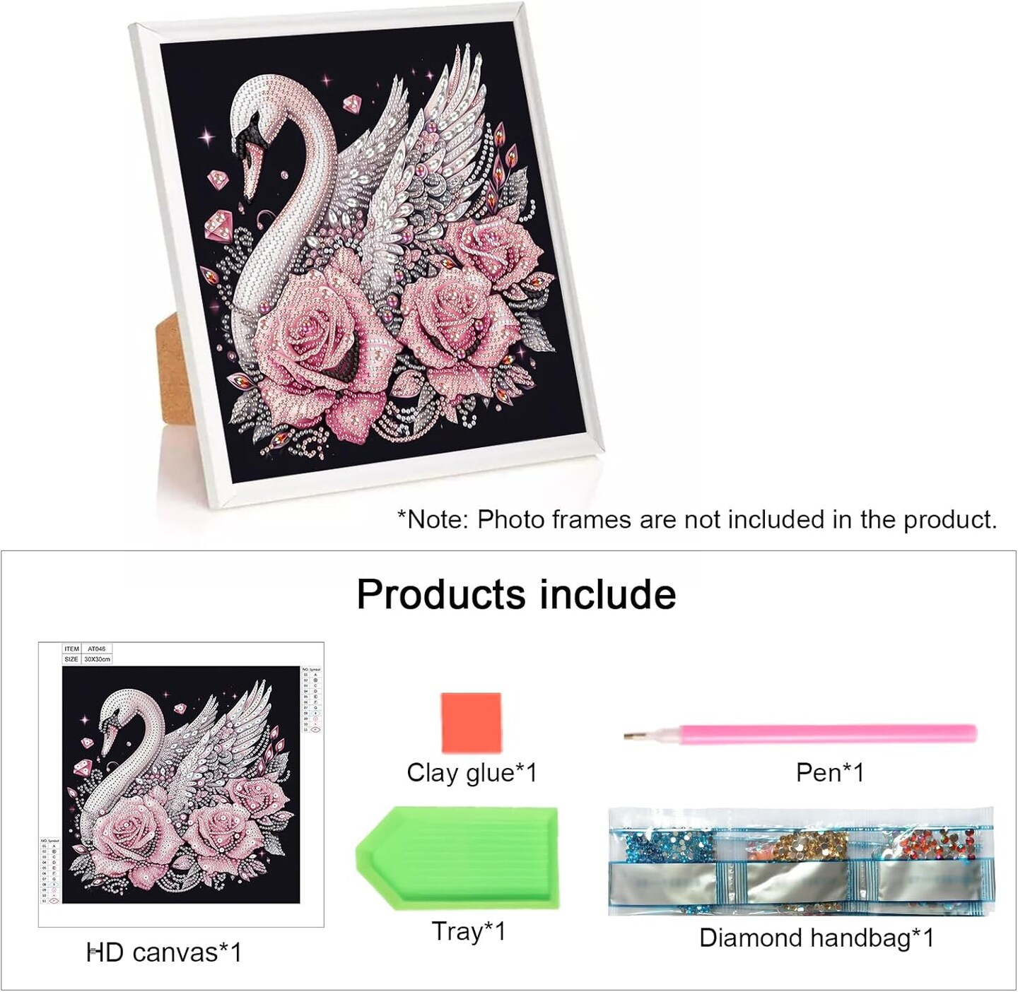 Diamond Art Painting Kits for Adults Swan, 5D Special Shape Diamond Art Kits for Beginners, Crystal Rhinestones Diamond Art Painting for Home Wall Decoration Gift 12×12inch