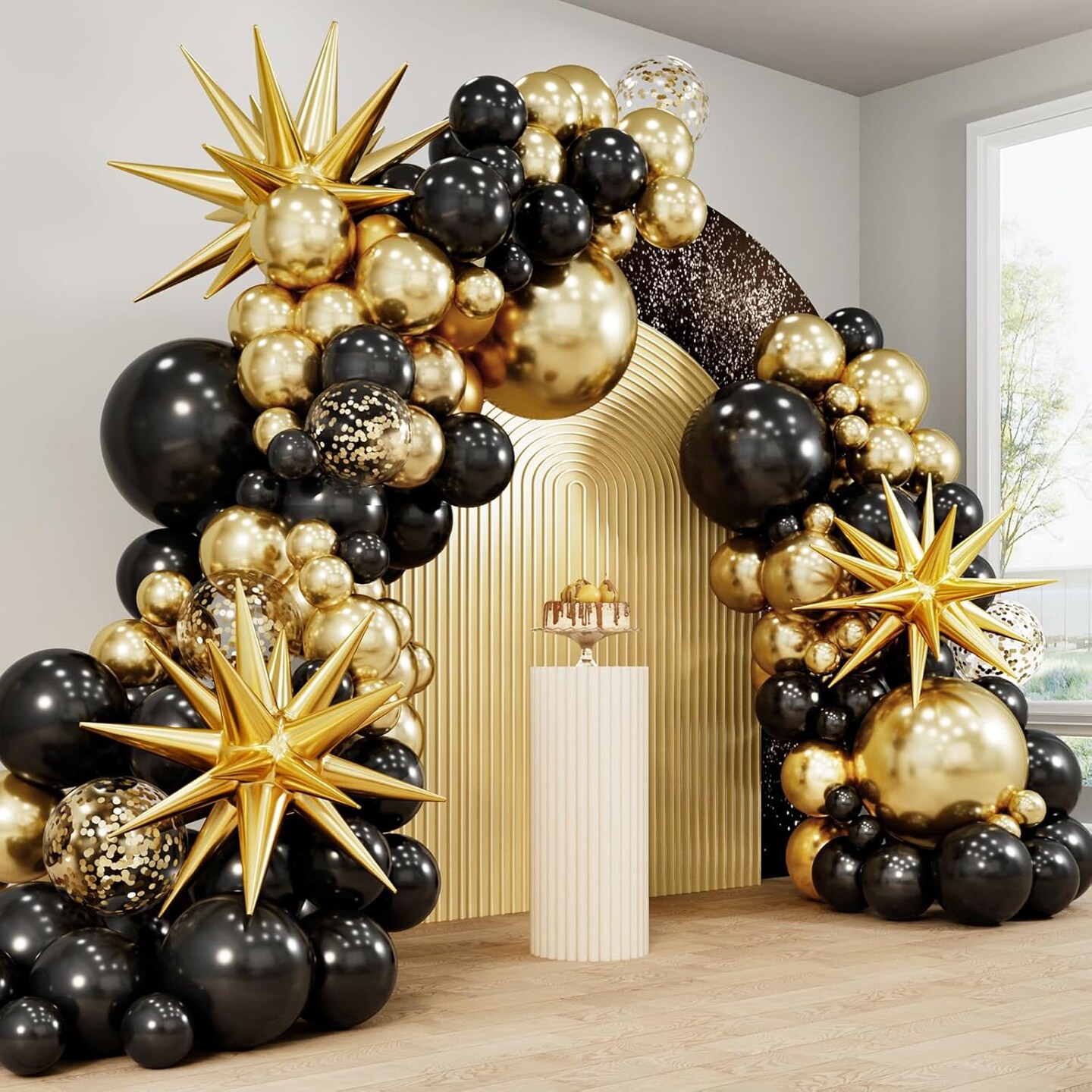 140pcs Black and Gold Party Balloons (Black and Gold) 10 x 12 x 5 inches