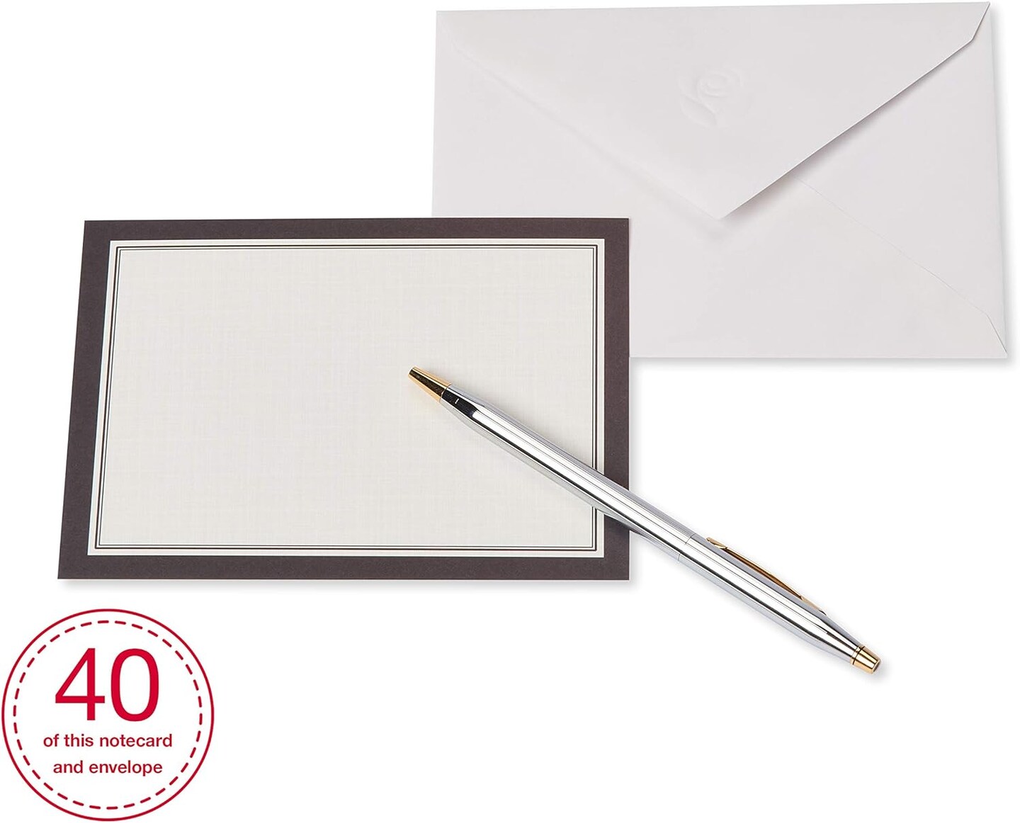 Single Panel Blank Cards with Envelopes, White with Black Border (40-Count)