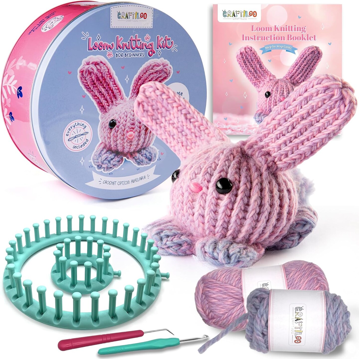 Loom Knitting and Crochet Kit (Pink) 9.84 x 9.84 x 5.91 inches