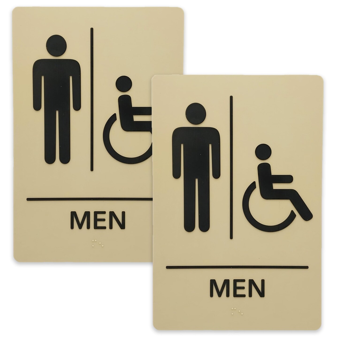ADA-Compliant Wayfinding Signs – Durable, Non-Glare, Scratch-Resistant & Ready to Install. Featuring Grade 2 Braille & Raised Tactile Text, These Premade Signs Ensure Easy Compliance for Businesses 2 Pack