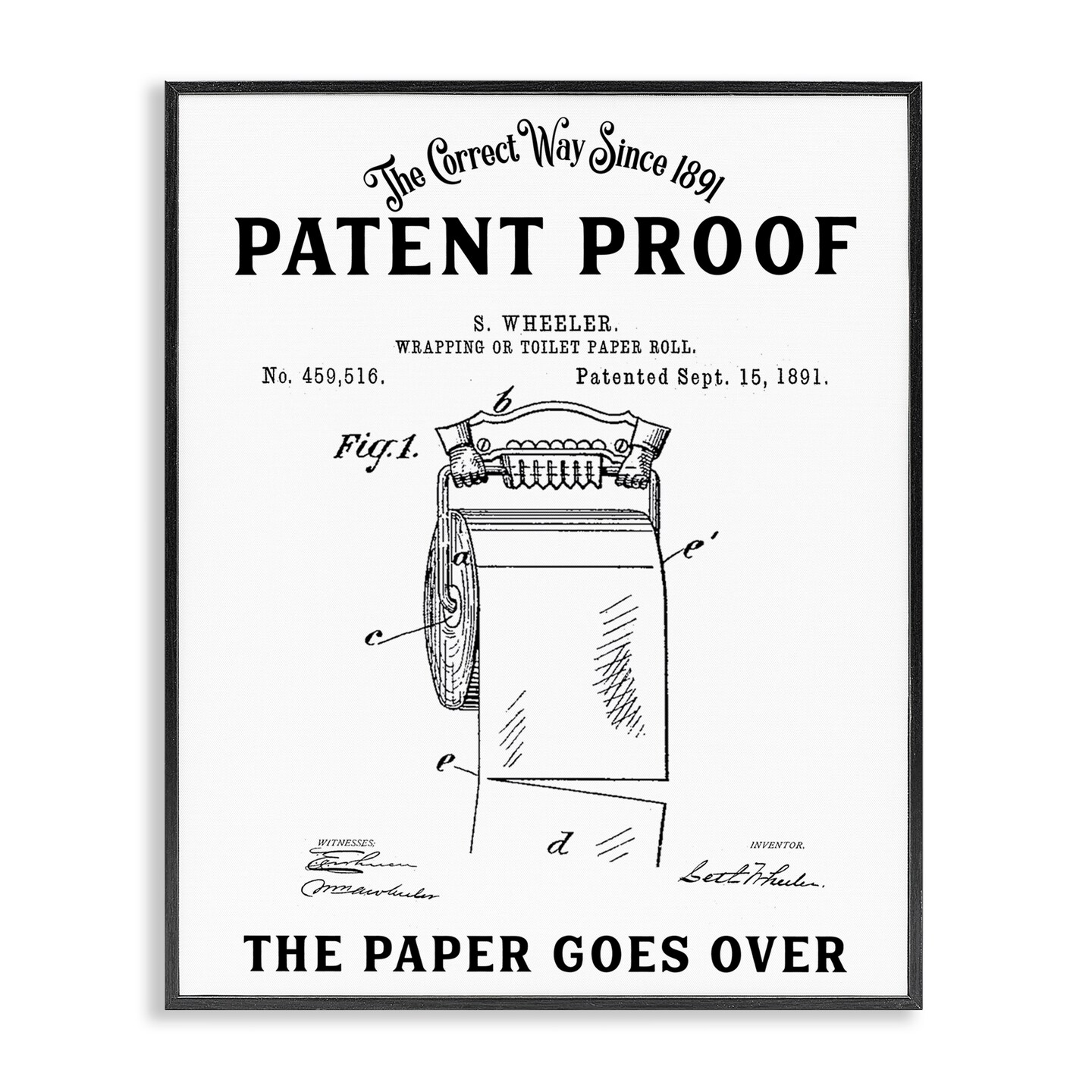 Stupell Industries Toilet Paper Goes Over Framed Giclee, design by Lettered and Lined