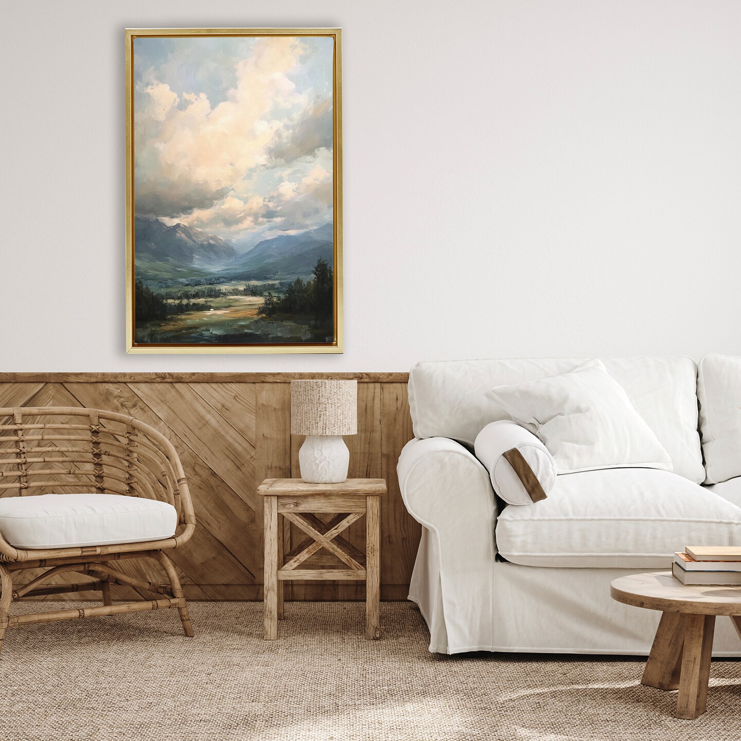 Stupell Industries Split Heavens Cloudy Meadow Floating Frame, design by Petal Prints Design