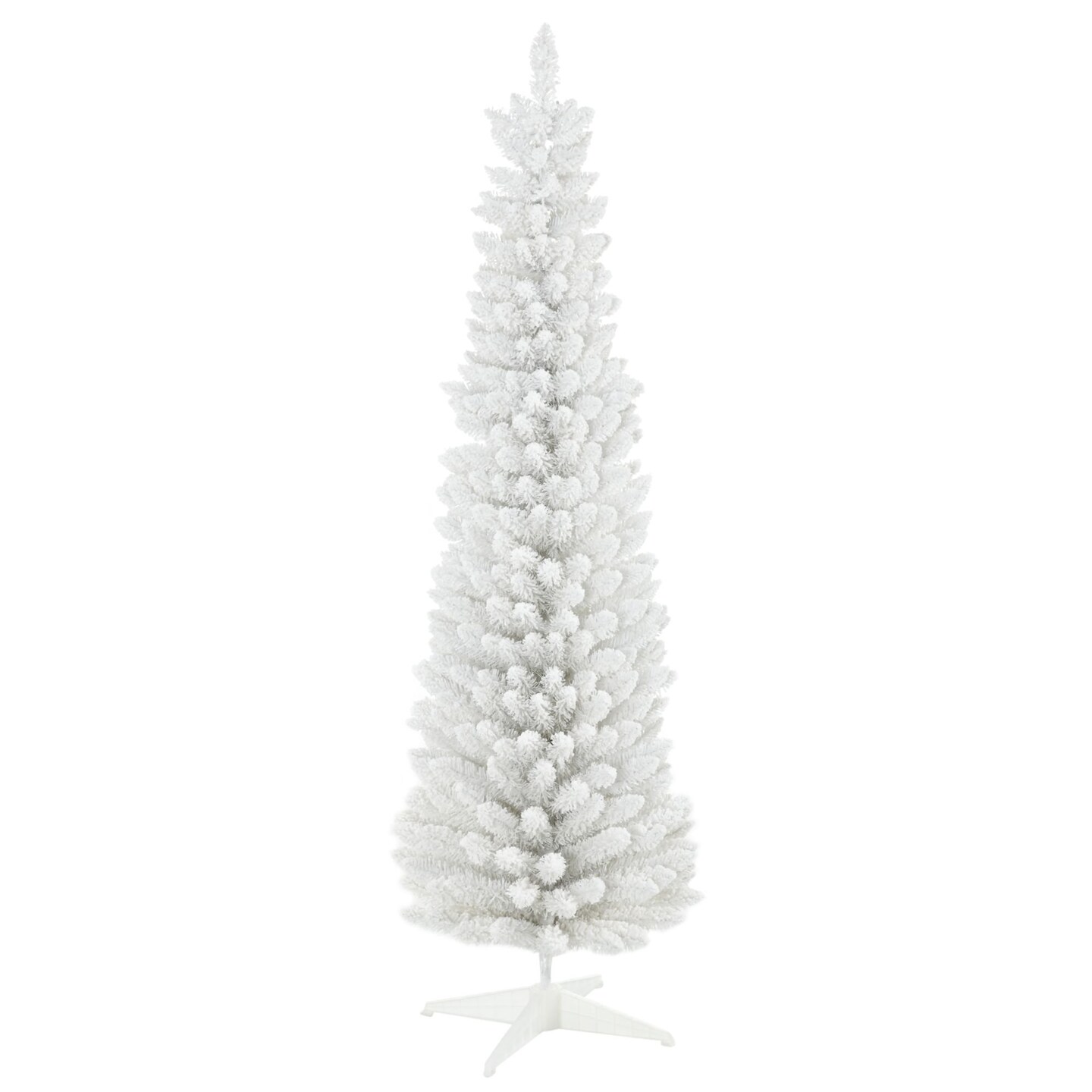 Edge Collections - 6' - White - Snow-Flocked Pencil Christmas Tree for Easy Holiday Ambience - 1 Piece