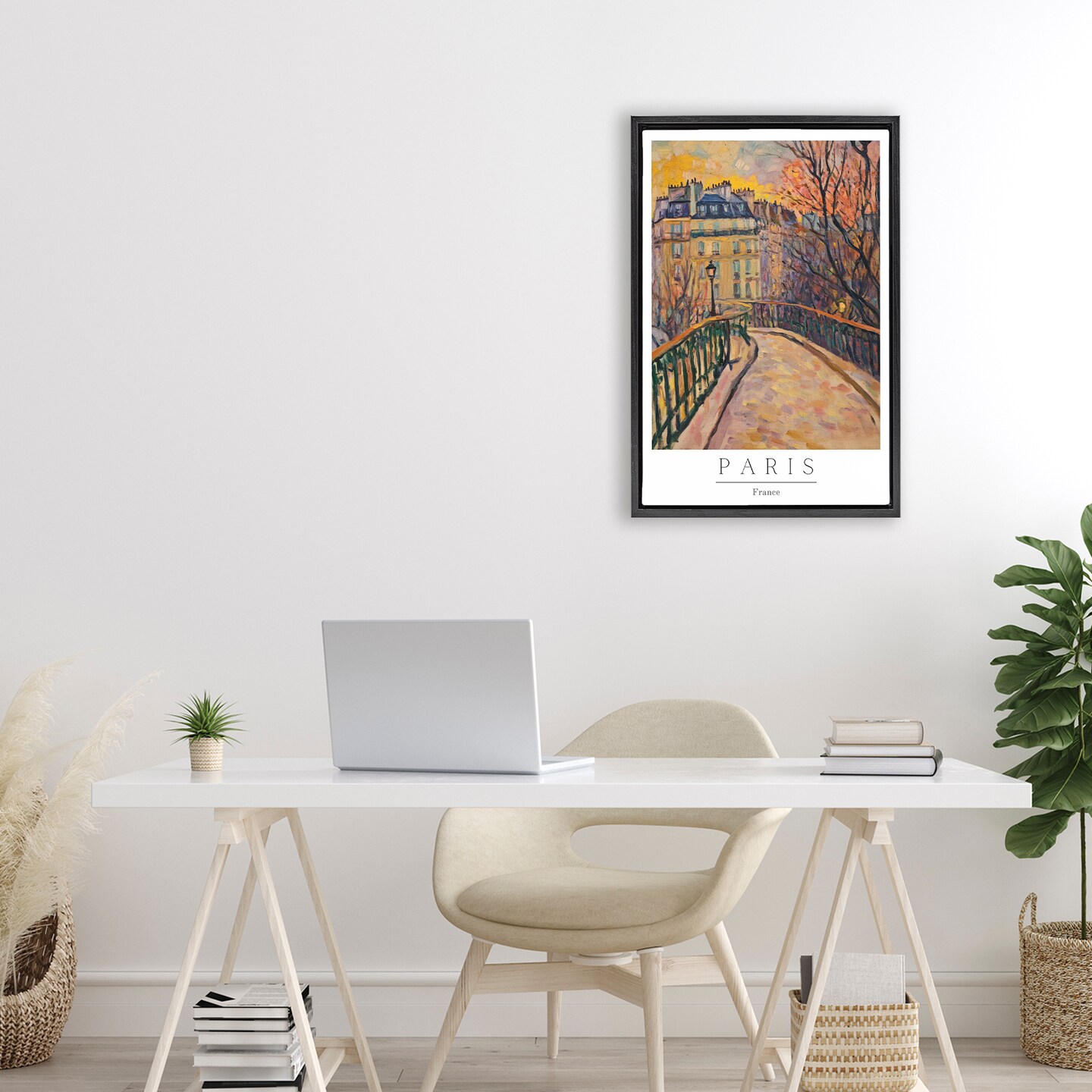 Stupell Industries Paris Street Scene in Autumn Floating Frame, design by Petal Prints Design