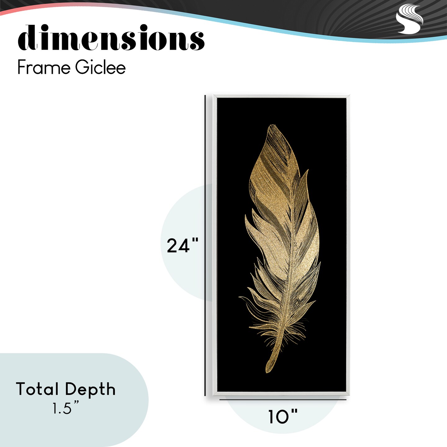 Stupell Industries Glam Lined Feather Framed Giclee, design by Kim Allen