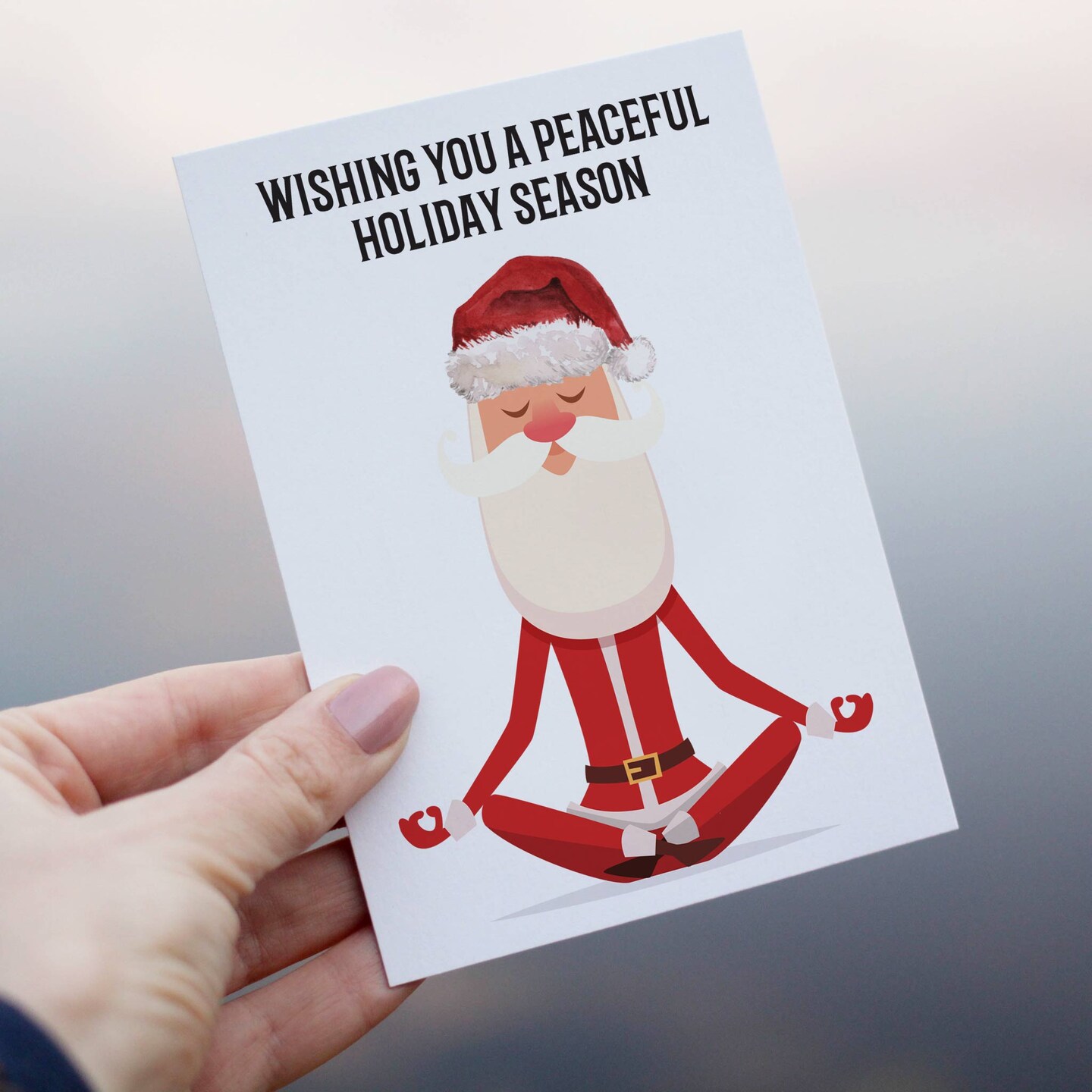 Yoga Santa Christmas Card - 24-Pack Holiday Greeting Cards with Peaceful Santa Meditation Design, Perfect for Sharing Calm Merry Christmas &#x26; Holiday Wishes, Blank Inside for Personalized Messages - Relaxing and Unique Stationery Set