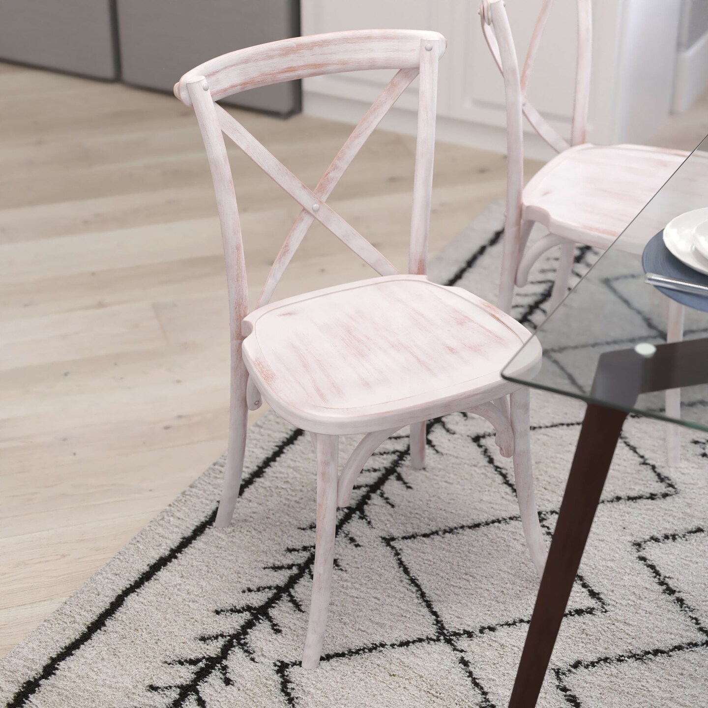 Merrick Lane Bardstown X-Back Bistro Style Wooden High Back Dining Chair